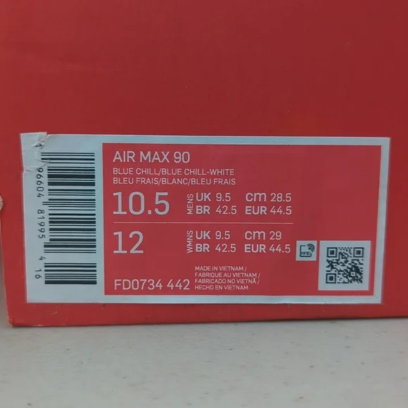 Nike Air Max 90 - Blue Chill - Men's Size 10.5 ( FD0734-442 )